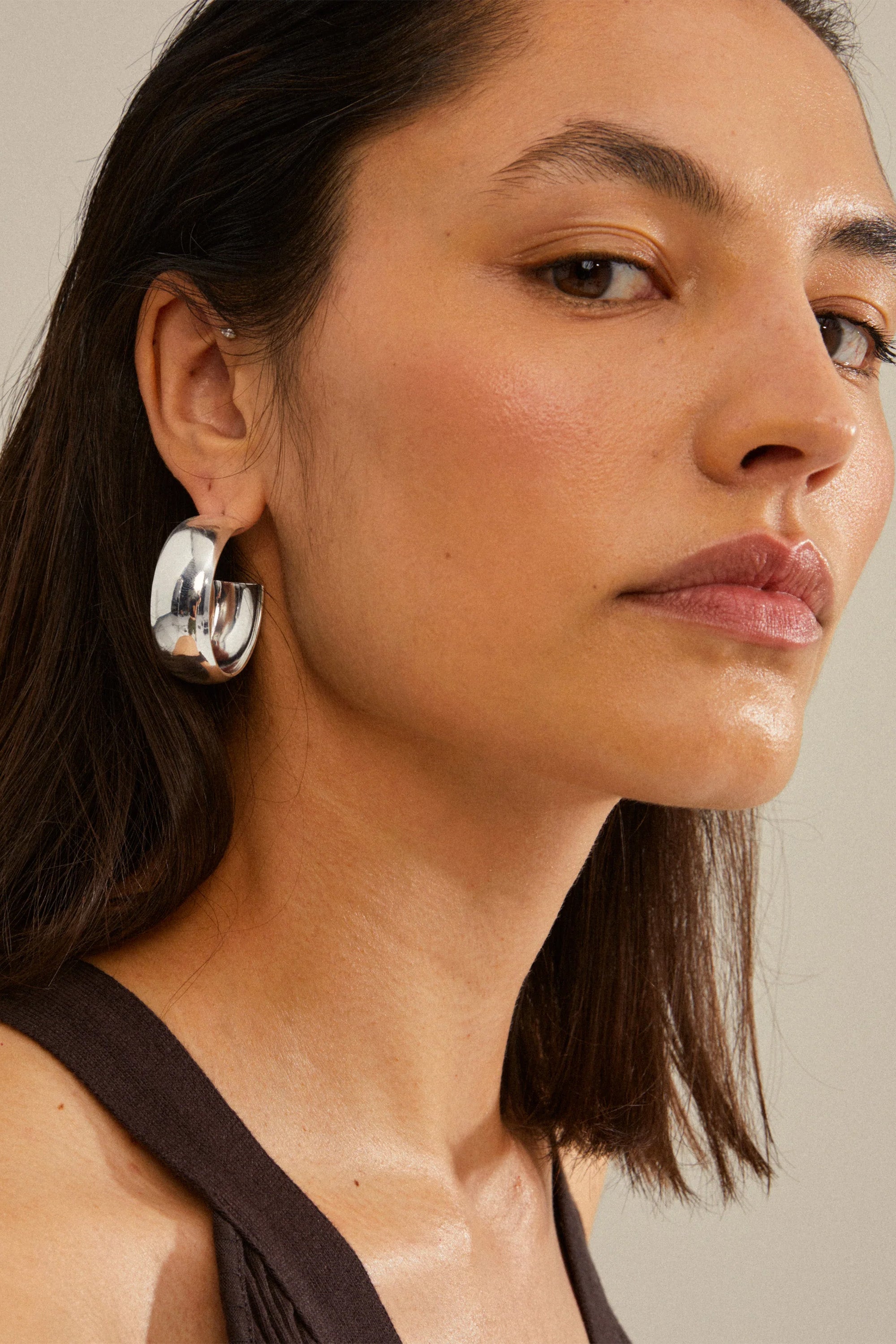 Naia Recycled Chunky Hoops Silver