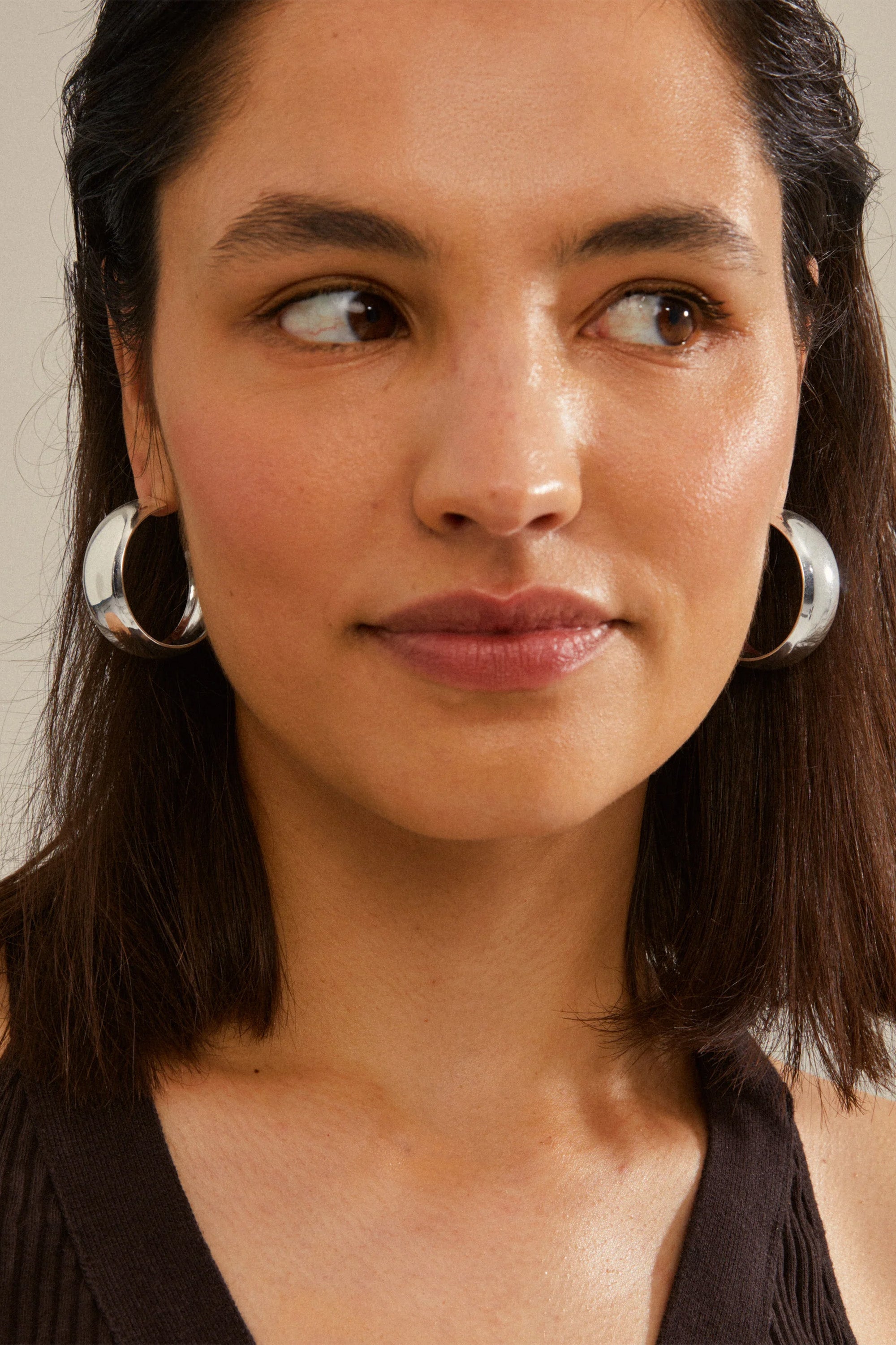 Naia Recycled Chunky Hoops Silver