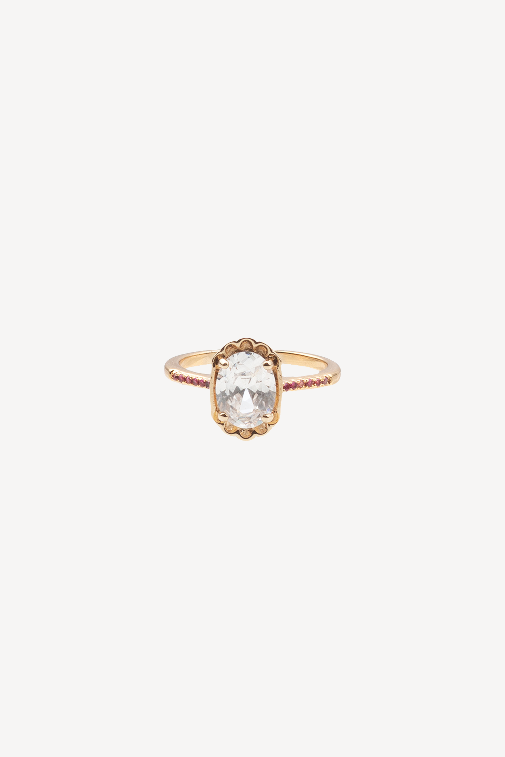 Chérie Signet Oval Clear Pink Ring