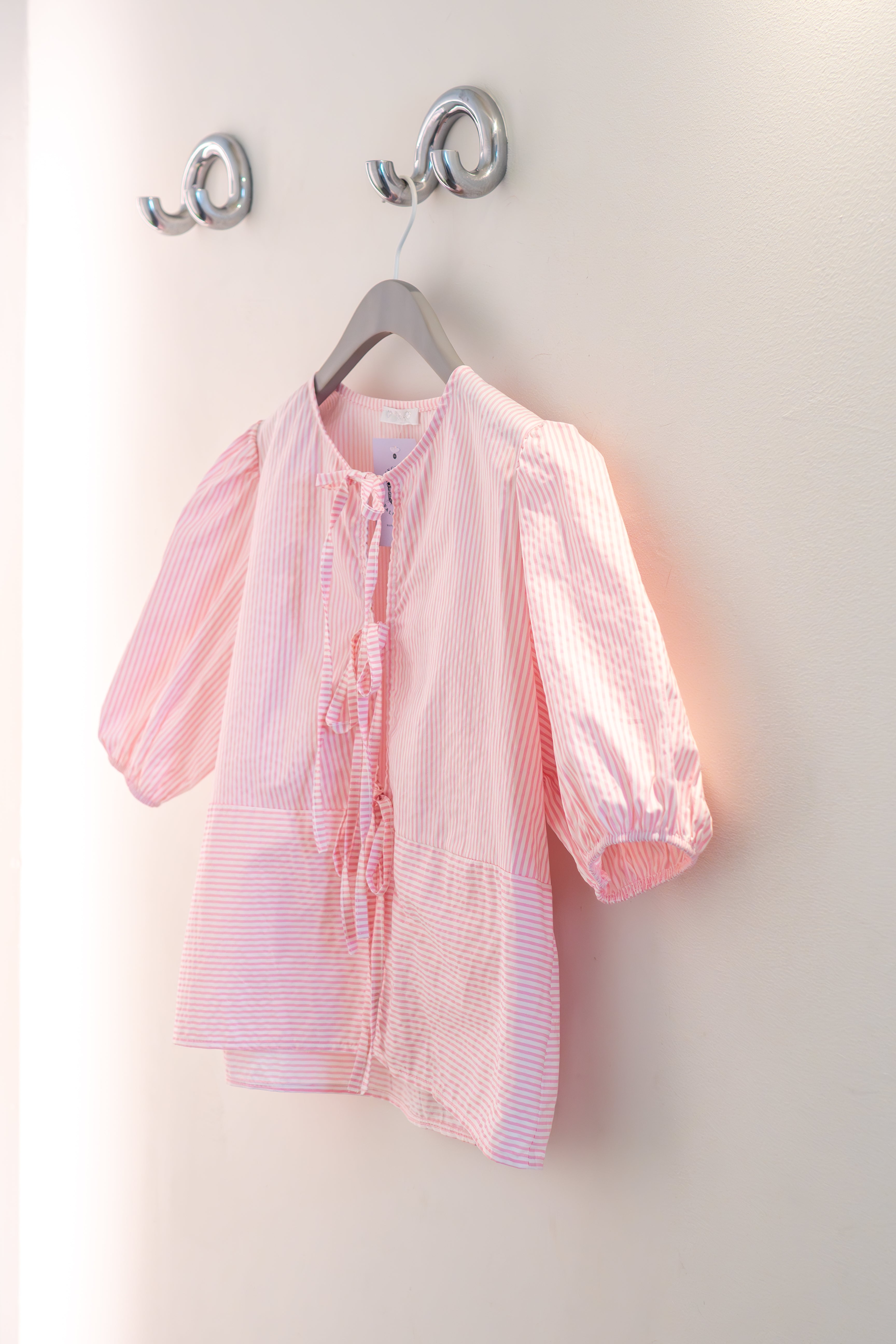 Elsa Striped Bow Top Pink