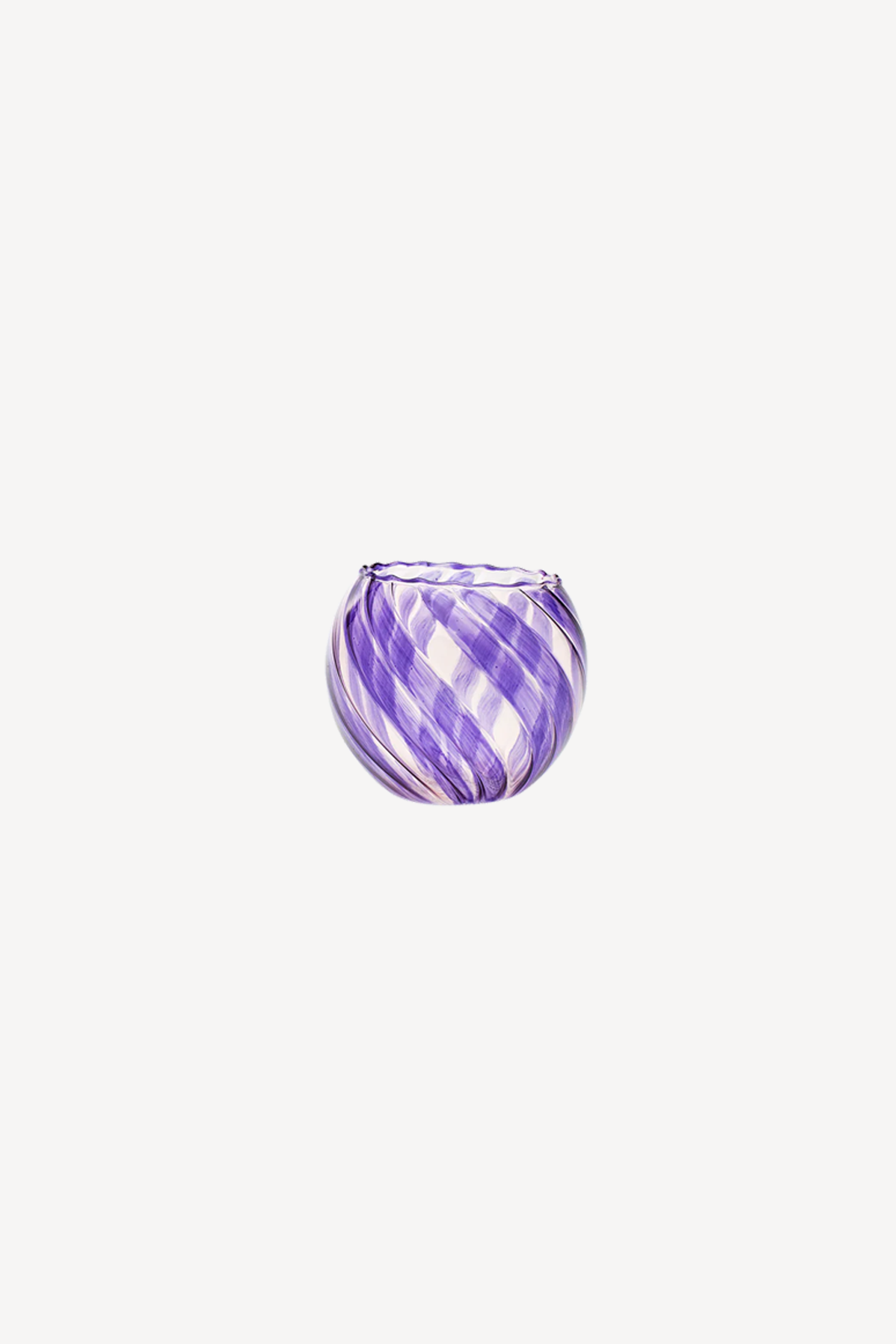 Waves Glass Tea Light Holder Lavender