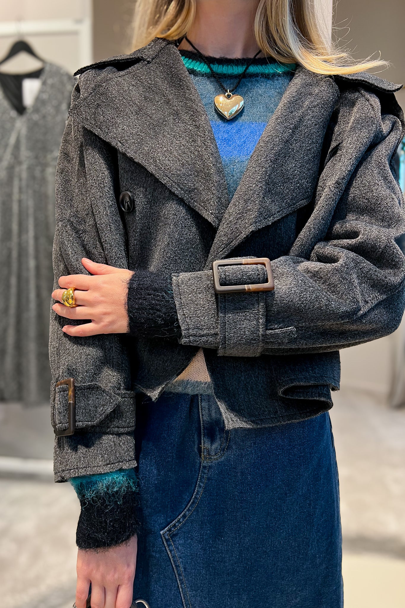 Bella Short Trench Grey