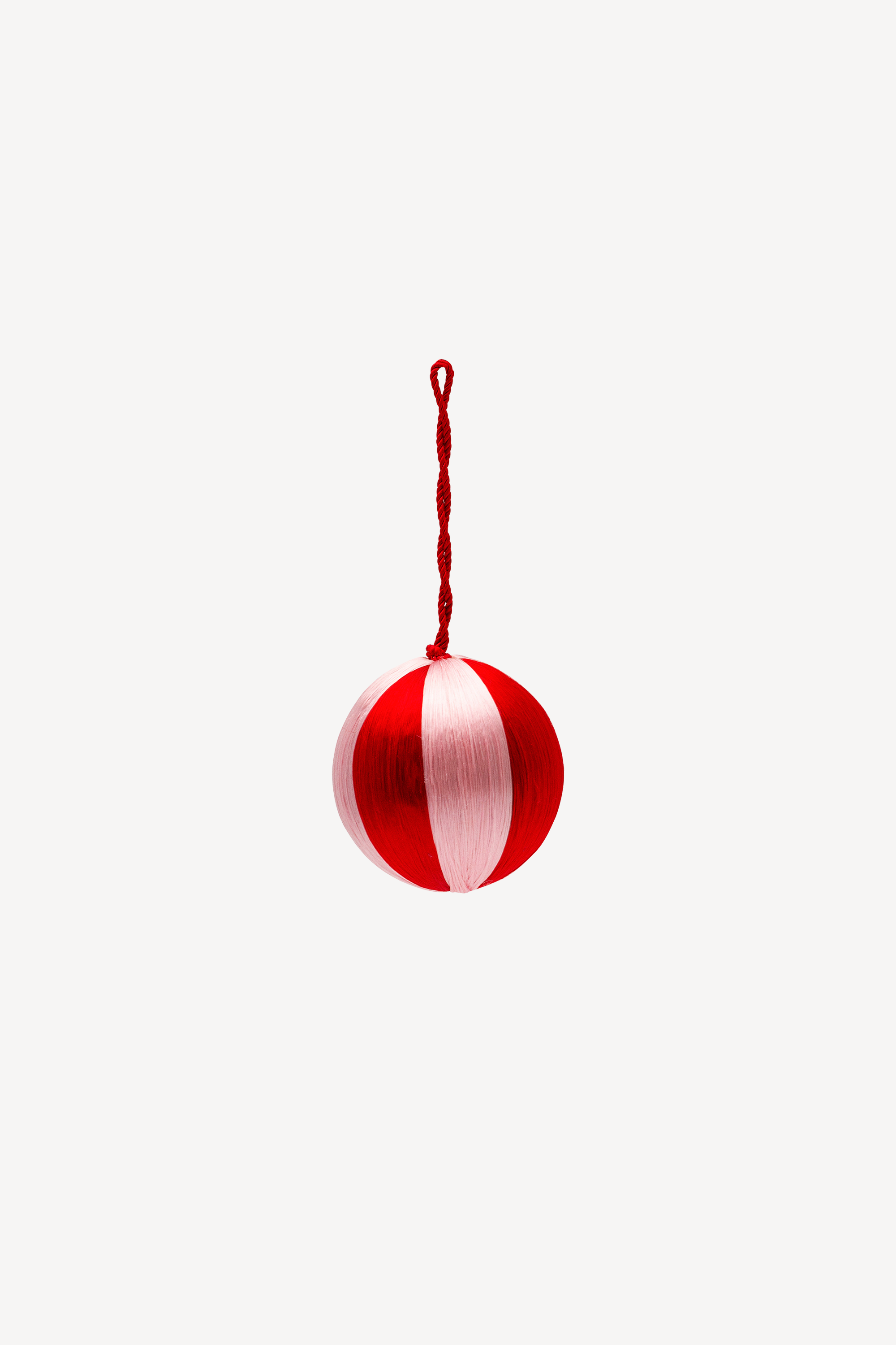 Small Corded Pink And Red Stripe Ornament