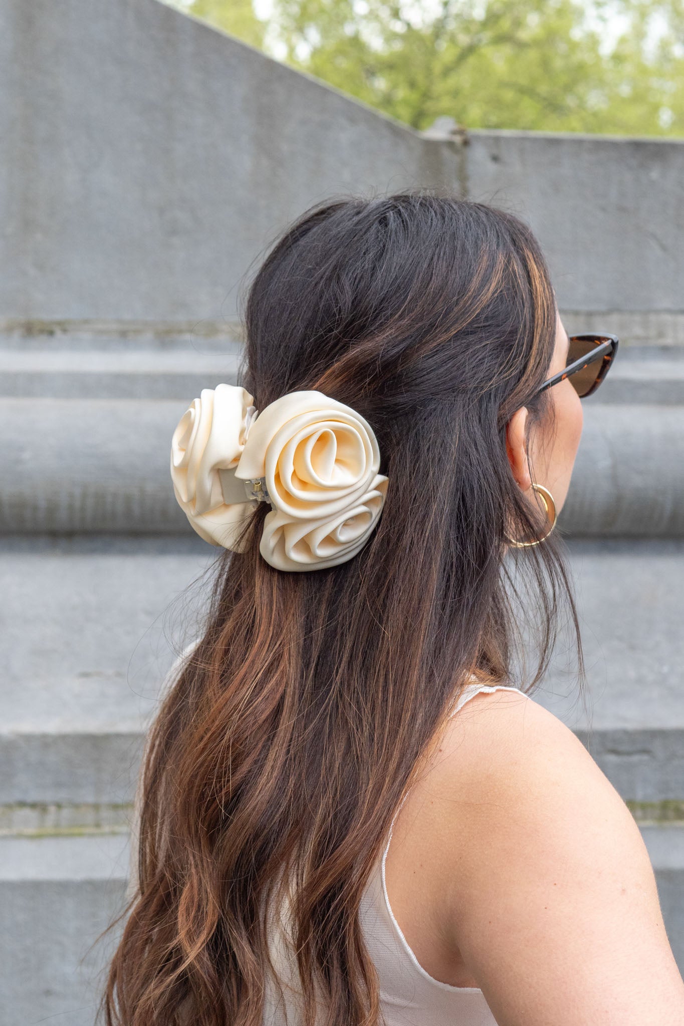 SV Rosette Hair Clip Ivory