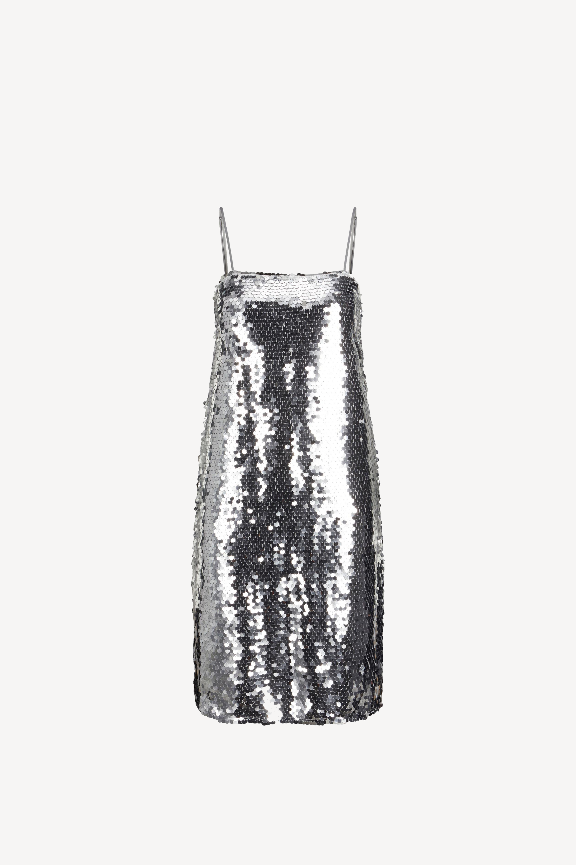 Ava Sequin Strap Short Dress Silver
