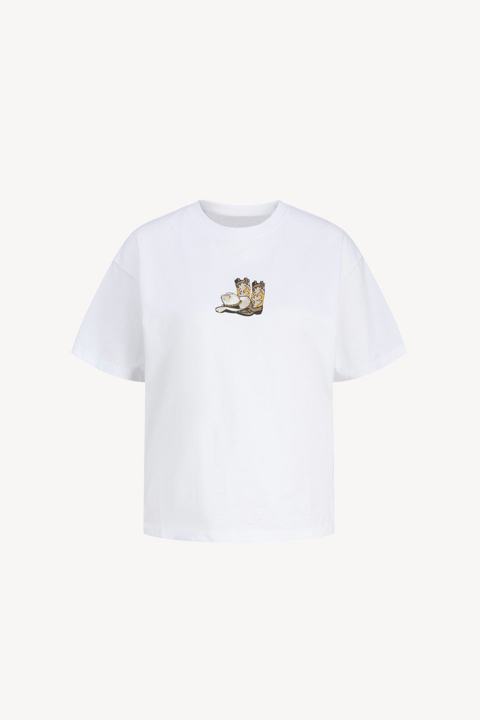 Cana Print Tee Bright White Hat And Boots