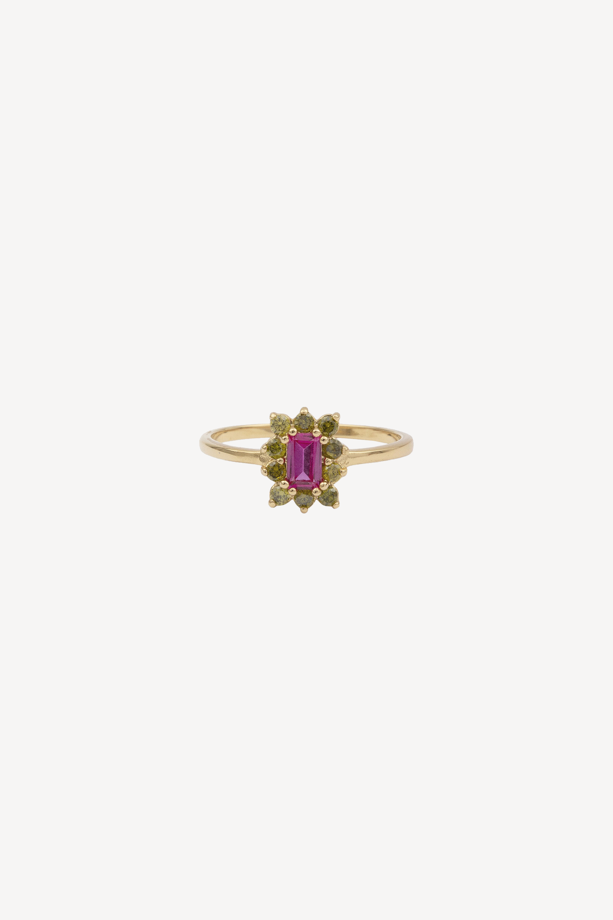 Chérie Rectangle Flower Pink Ring