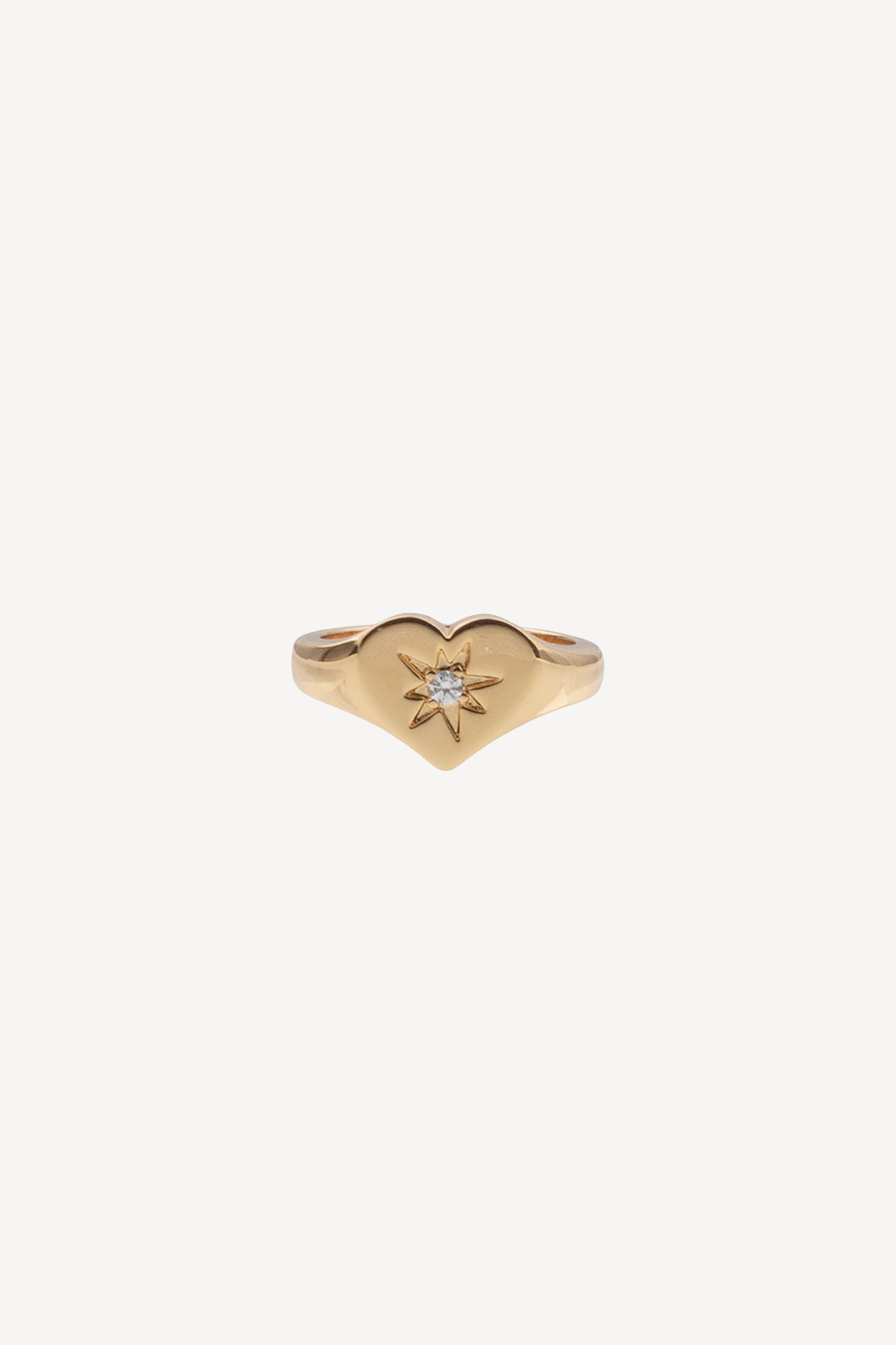 Chérie Signet Heart Clear Gold Ring
