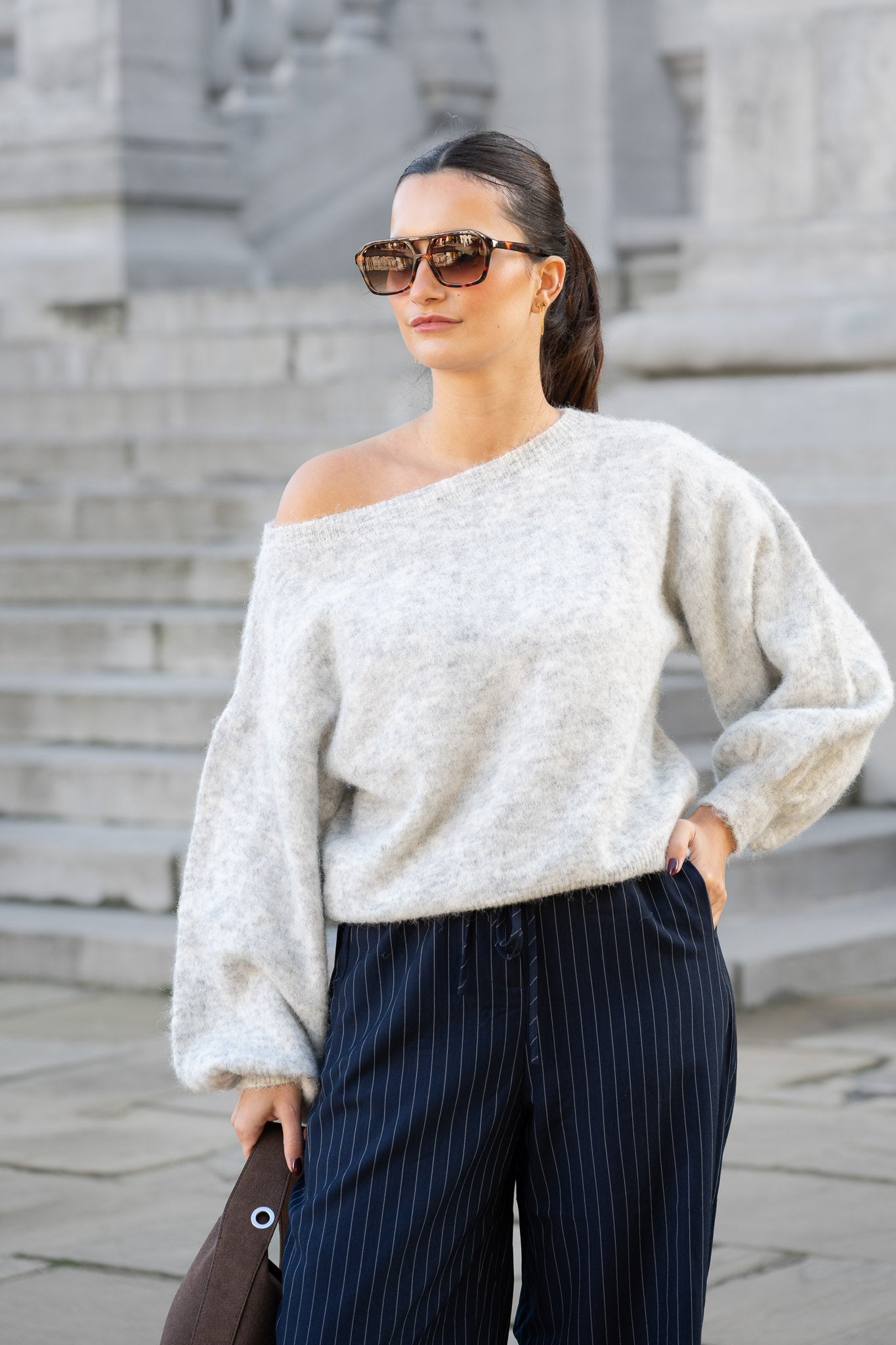 Leonie Alpaca Knit Grey Melange