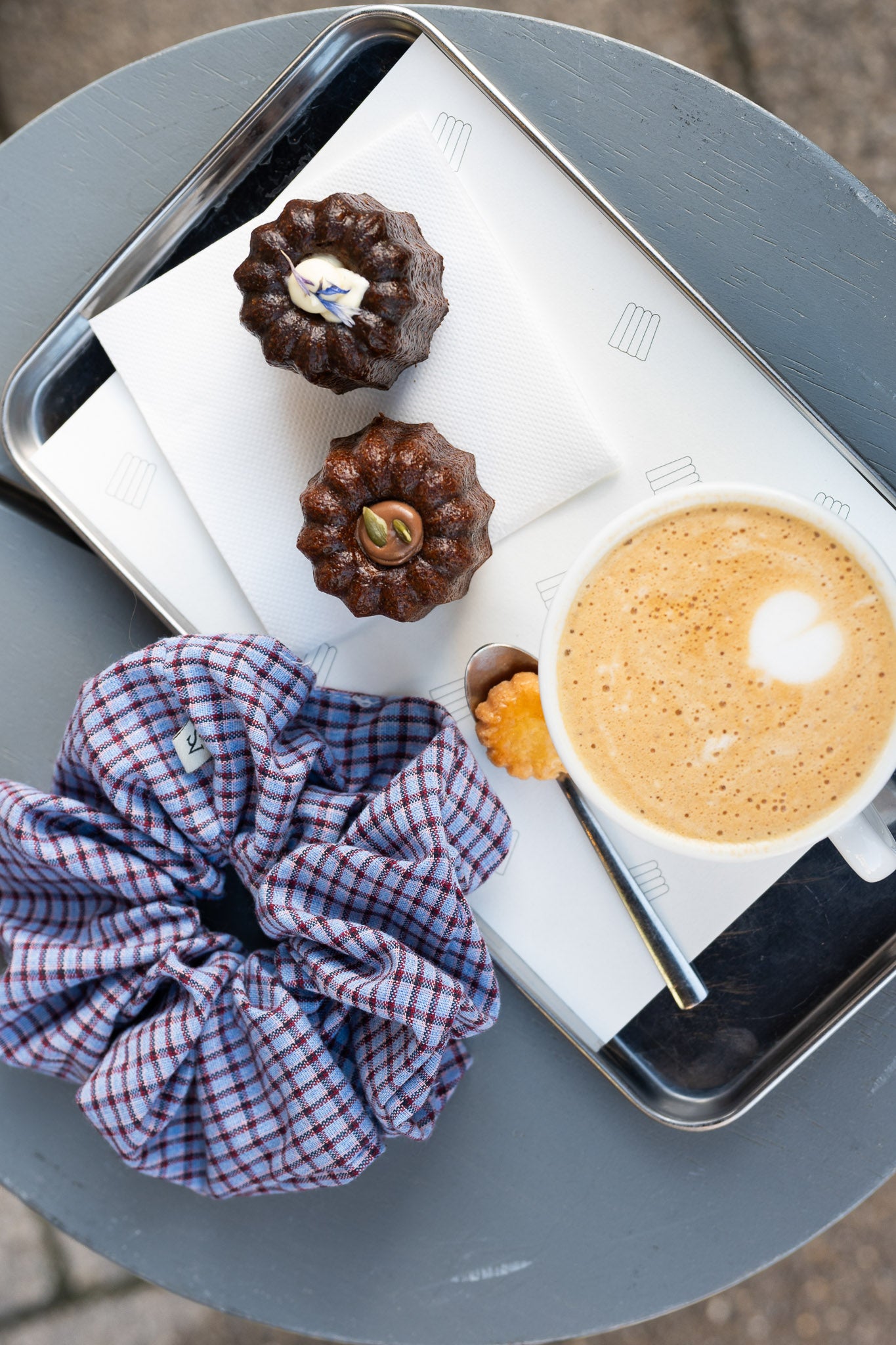 SV Livia Checkered Scrunchie Blue