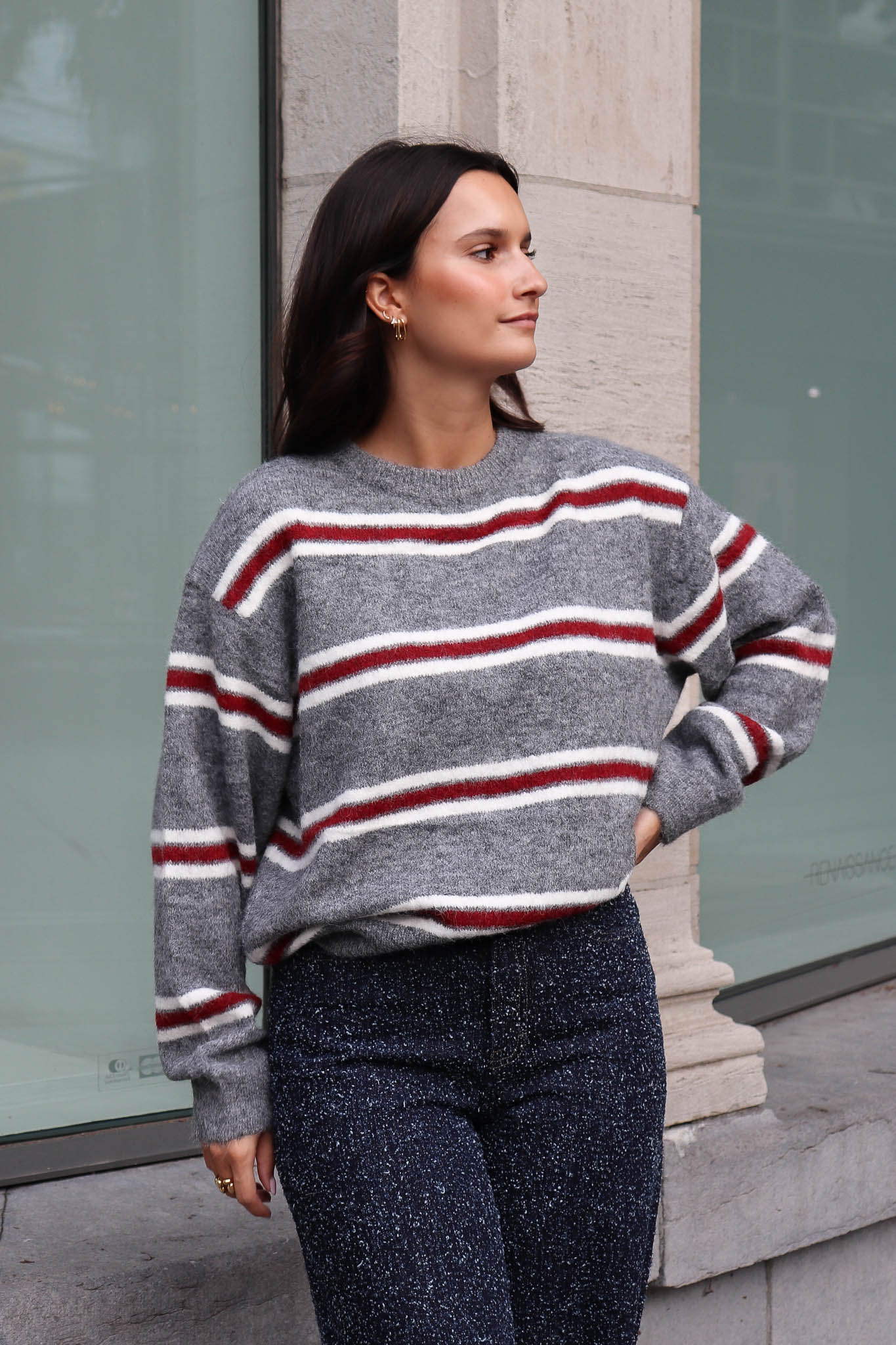 Coco Sweater Grey/Wine