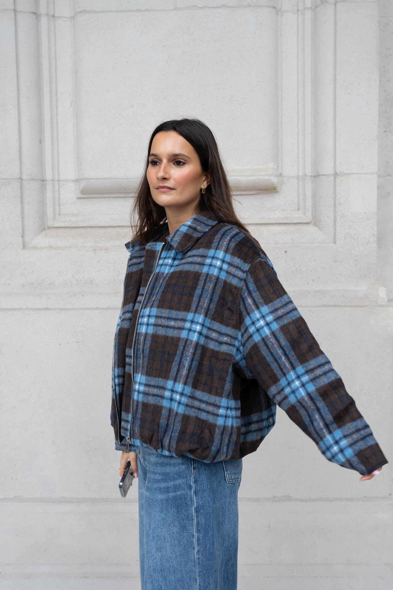 Cilou Jacket Coffee/Blue