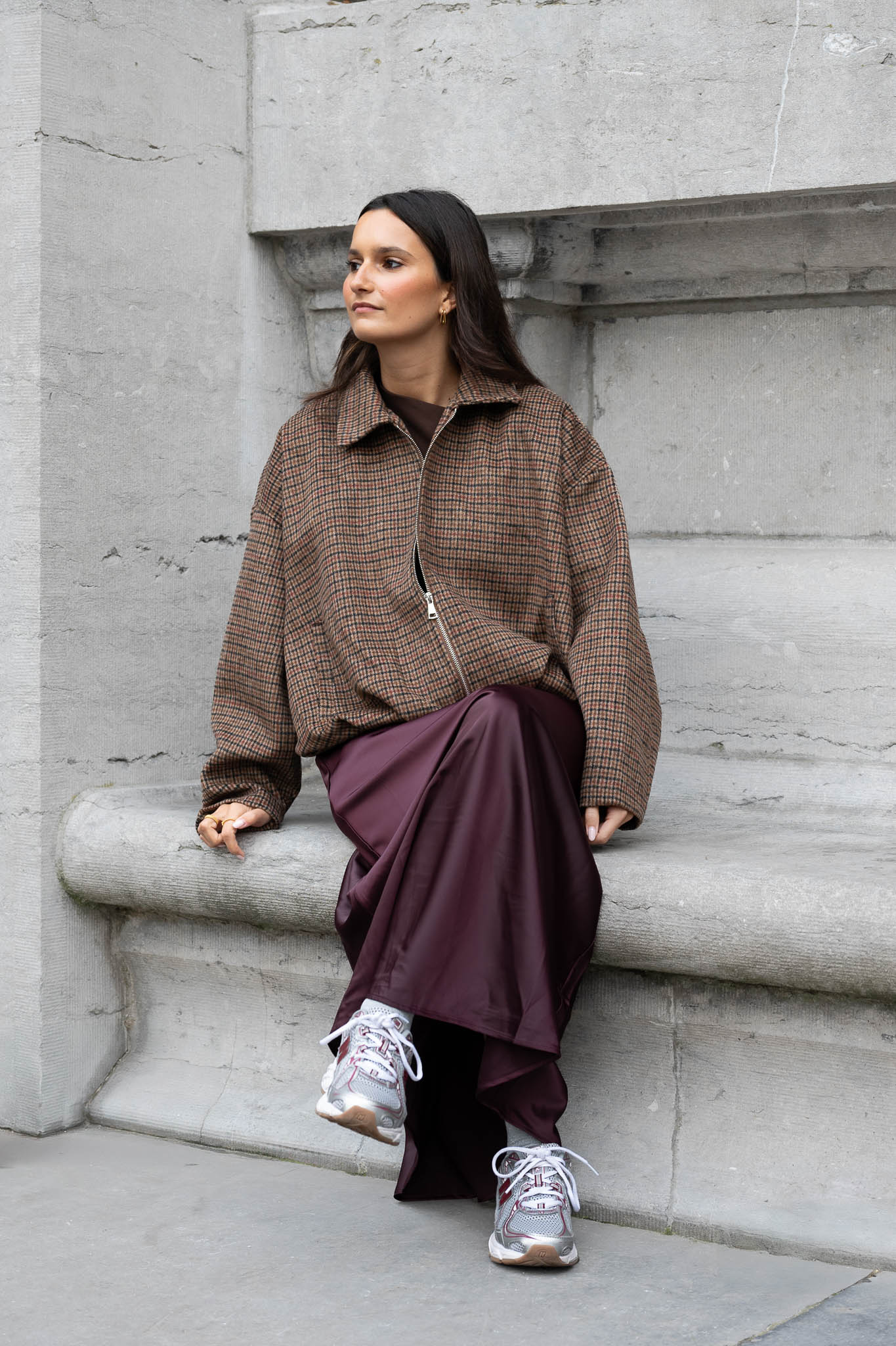 Ems Satin Skirt Burgundy