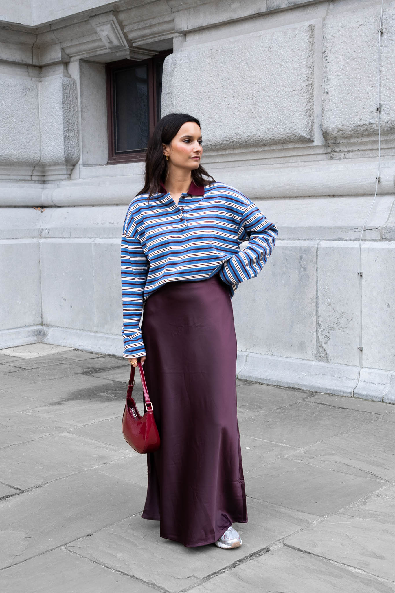 Ems Satin Skirt Burgundy