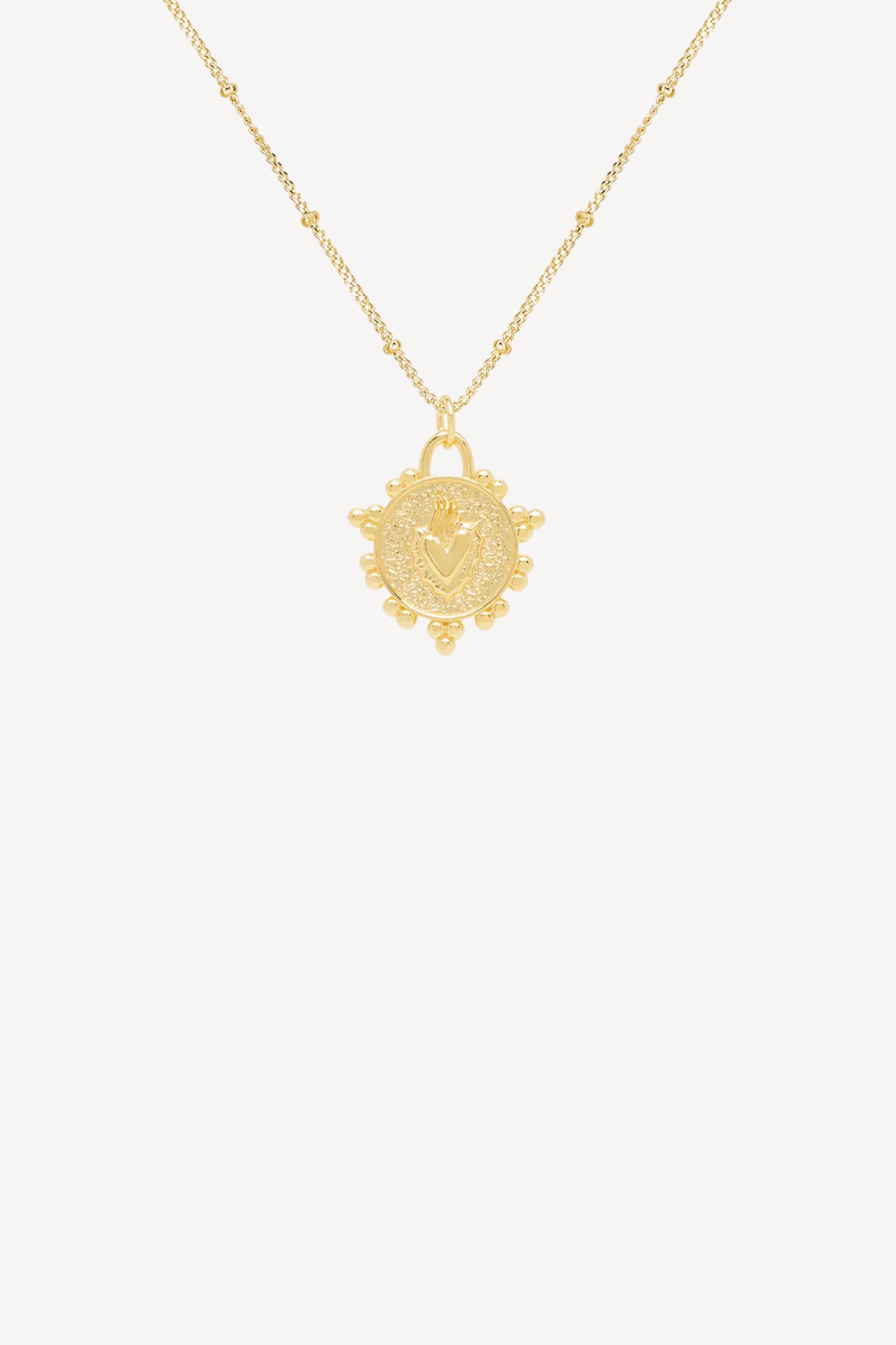 Flaming Heart Necklace Gold