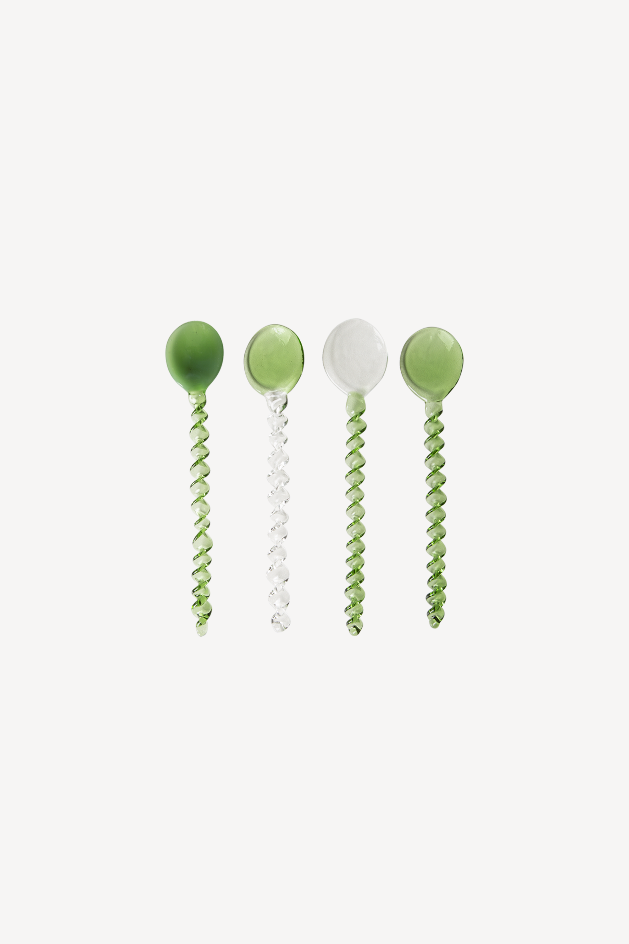 Twisted Glass Spoons Green/Clear (Set of 4)