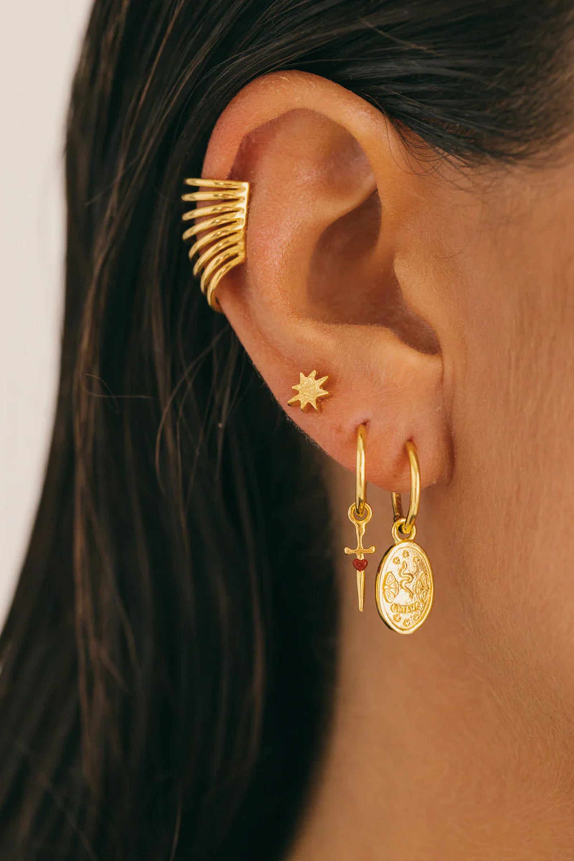 Love Dagger Hoop Earring Gold