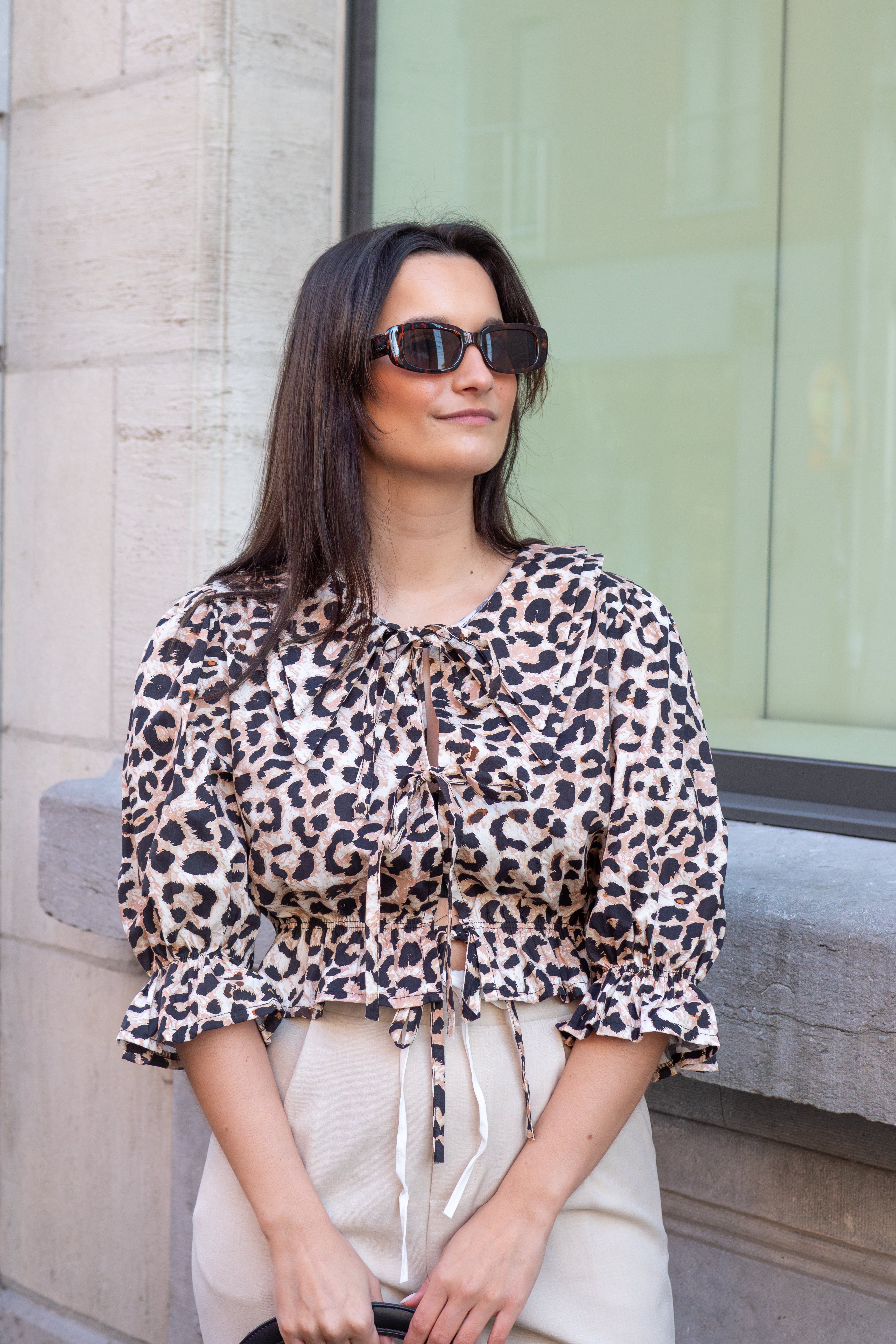 Justine Leopard Bow Top