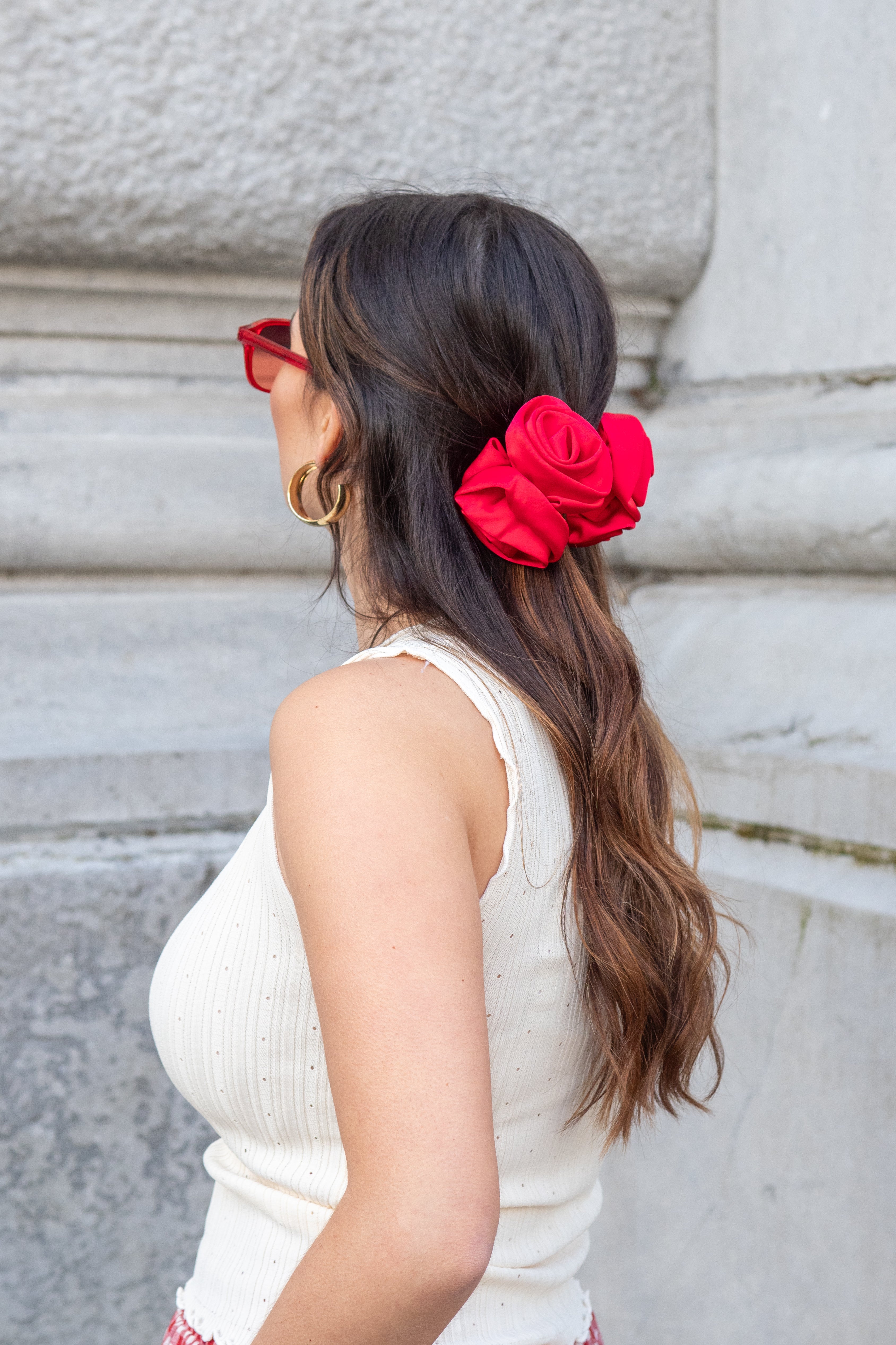 SV Rosette Hair Clip Red