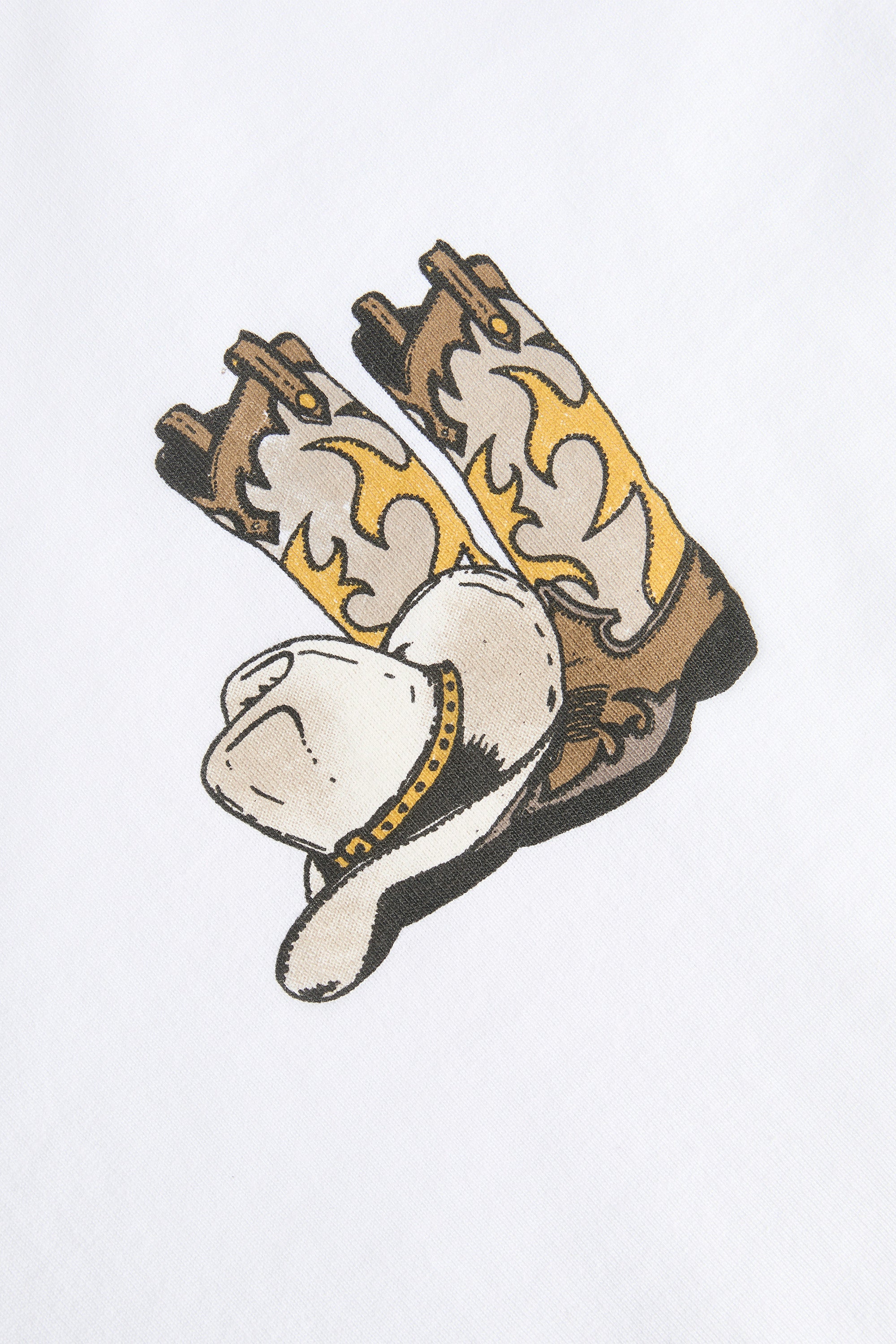 Cana Print Tee Bright White Hat And Boots