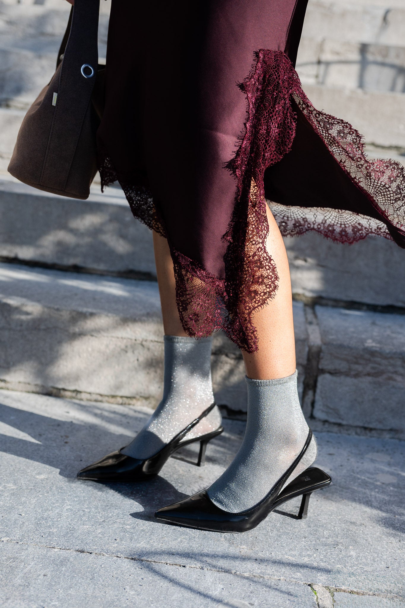 Phoebe Satin Skirt Burgundy