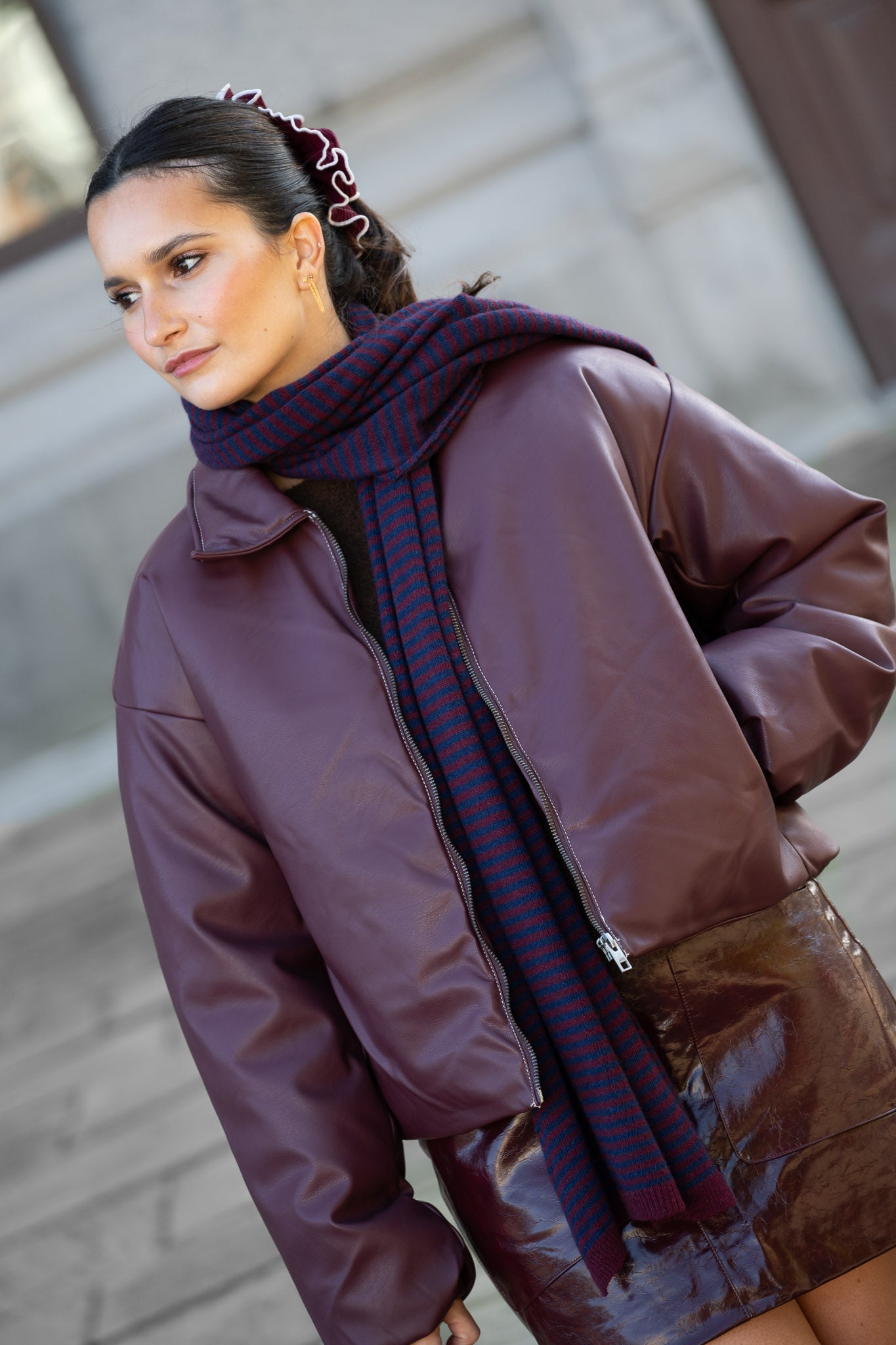 SV Melly Pleated Scrunchie Burgundy