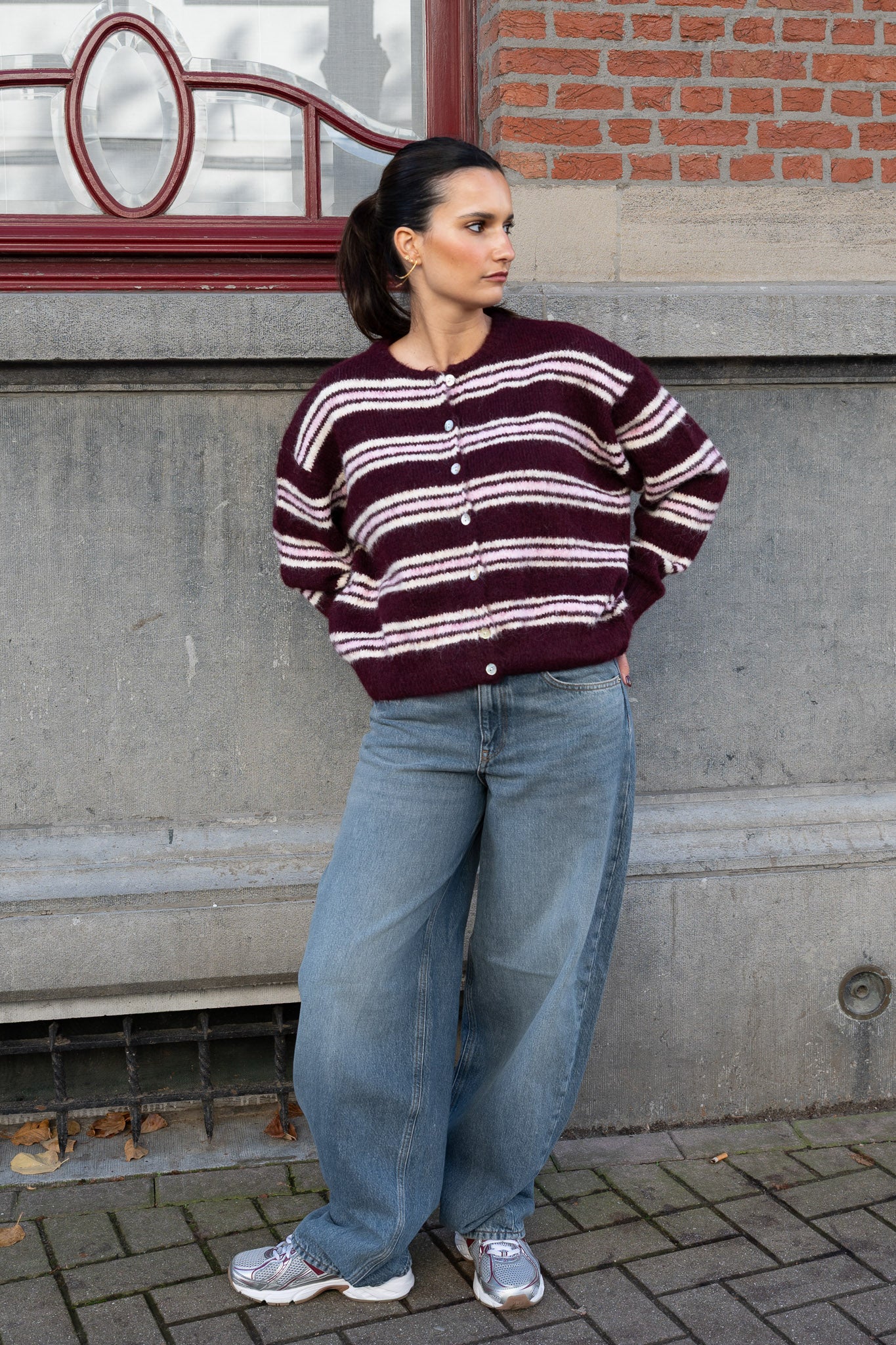 Izzy Cardigan Burgundy/Rose