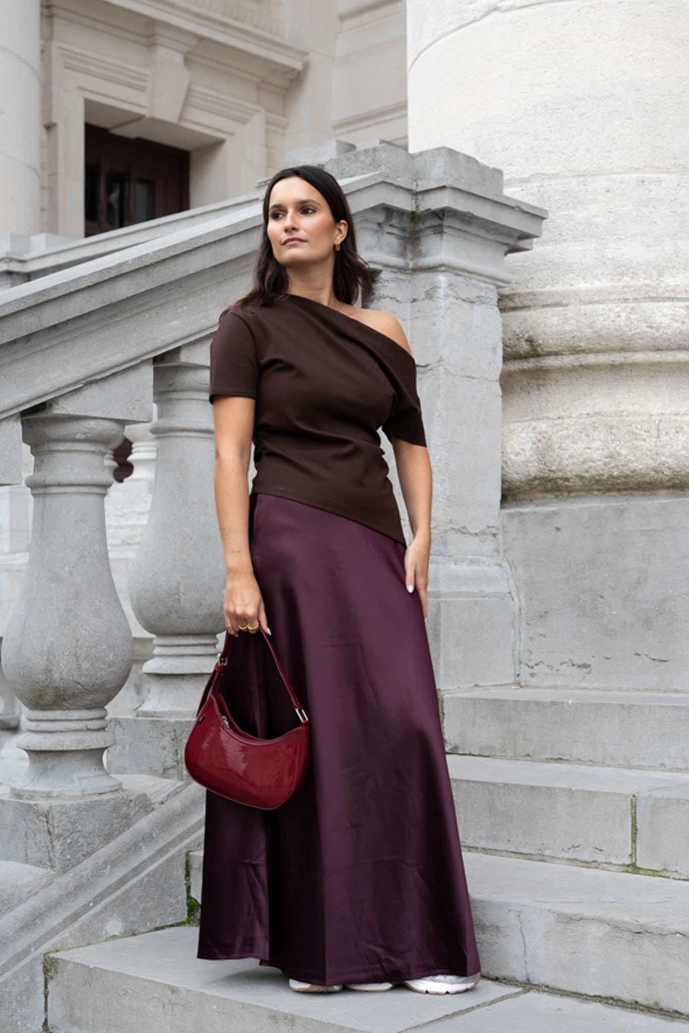 Ems Satin Skirt Burgundy