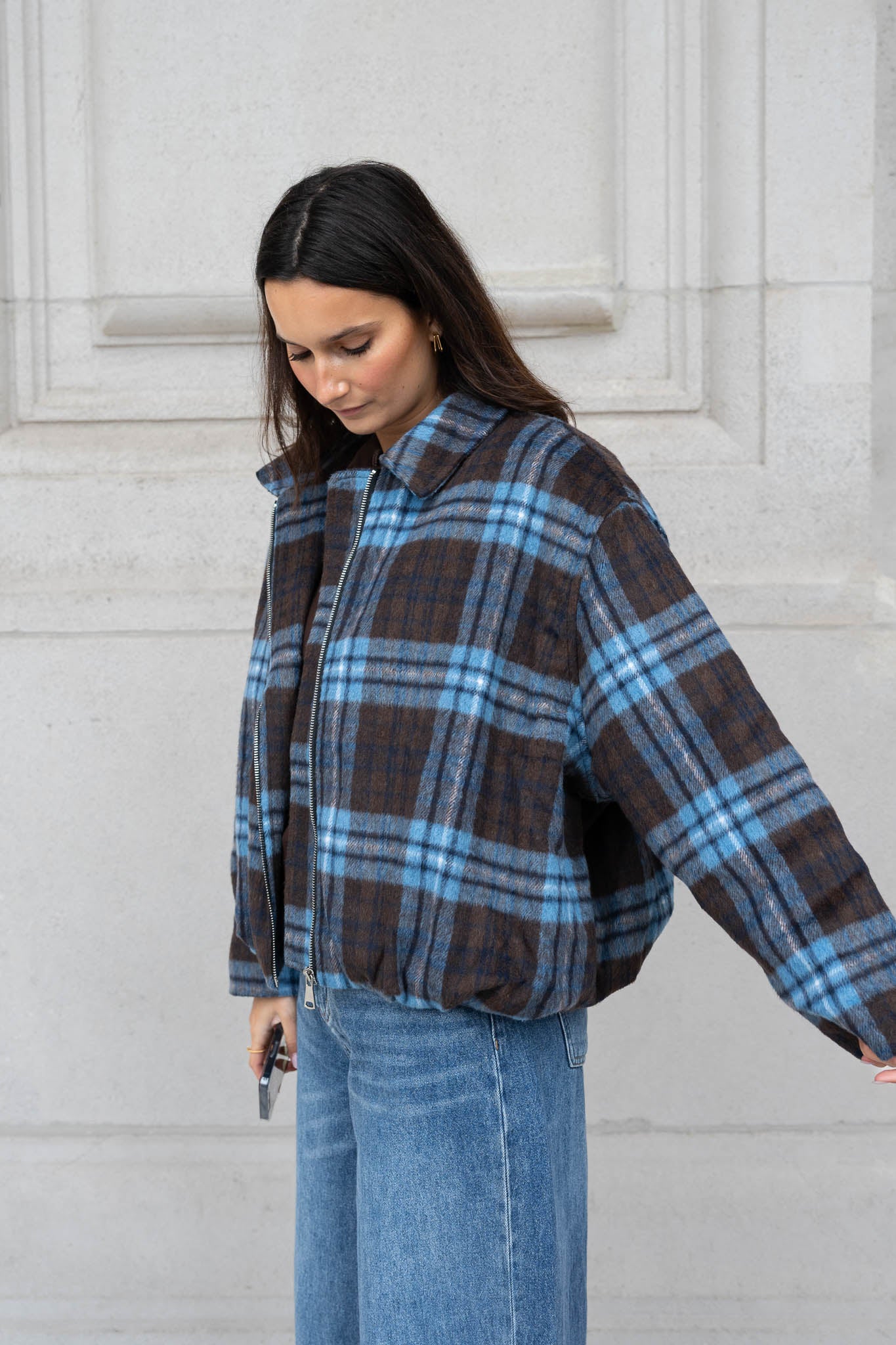 Cilou Jacket Coffee/Blue