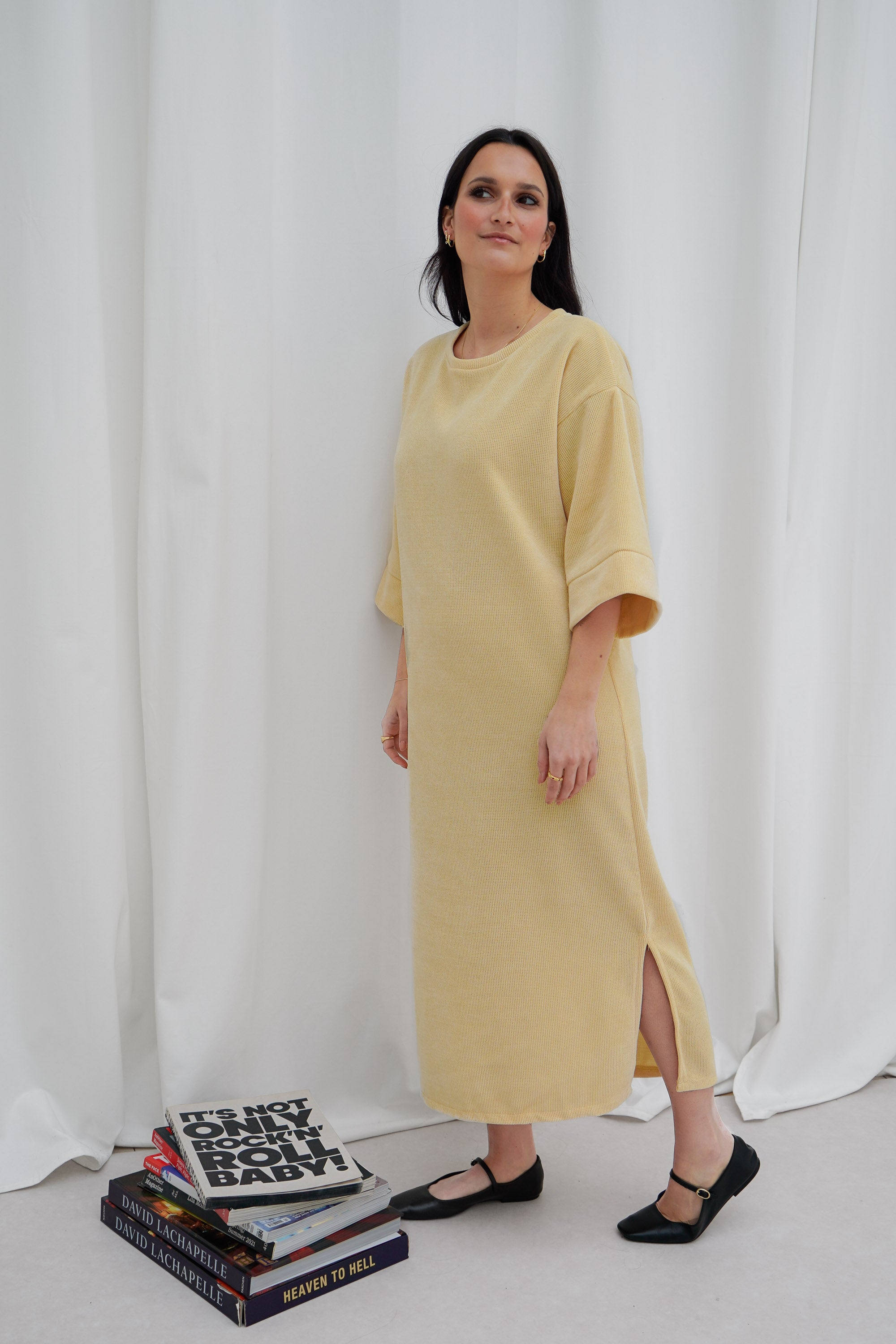 Fleur Ribbed Dress Yellow
